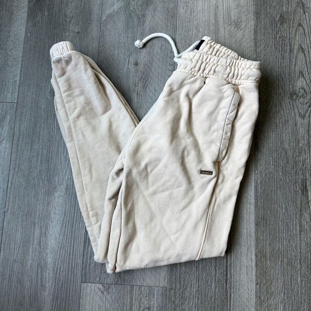 YoungLA Cream Fleece Jogger Sweatpants Elastic Cuffs Drawstring Men's M